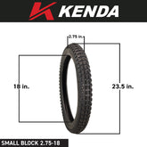 Kenda Small Block 2.75-18 K262 Tube-Type (TT) Tires (2) with Keychain (2-Pack)